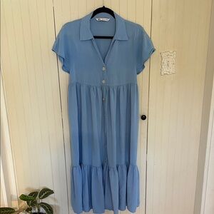 Zara Light Blue Midi Dress